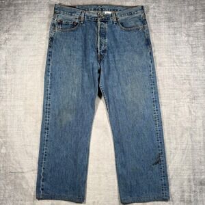 Levi's 501 Original Fit Jeans Mens 36x30 Blue Denim Button Fly Straight Leg Y2k